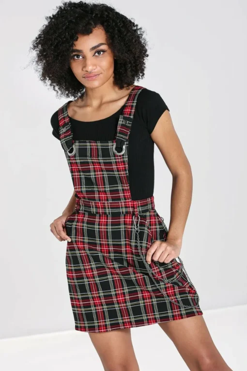 Cheap Clash Pinafore Dress Women Mini Dresses