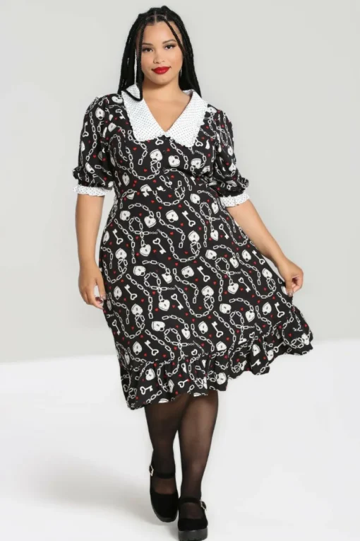Shop Heart Lock Mid Dress Women Knee Dresses
