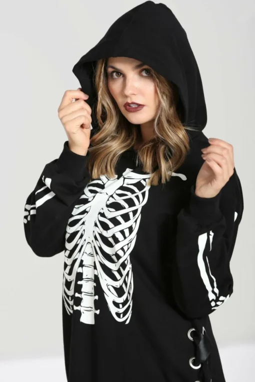 Flash Sale Skeleton Hoodie Dress Women Loungewear