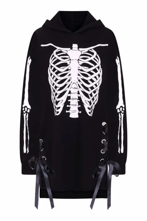 Flash Sale Skeleton Hoodie Dress Women Loungewear