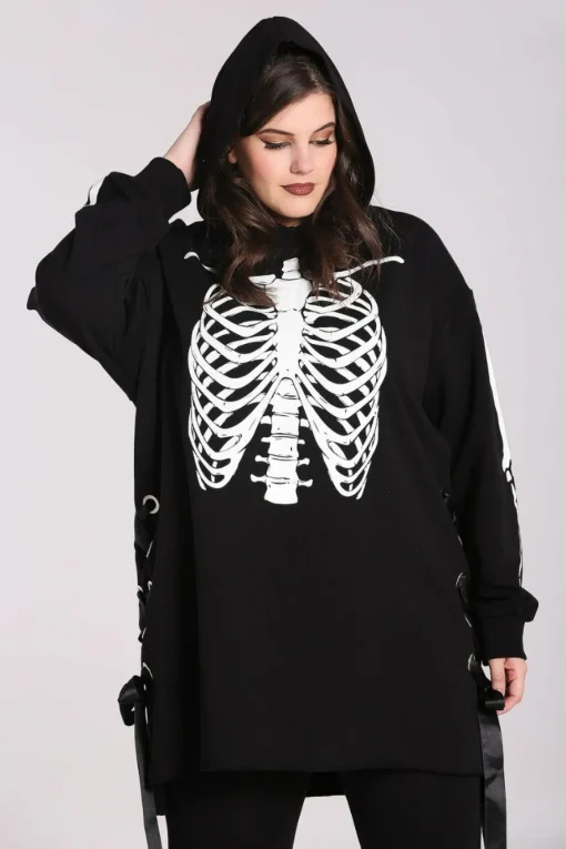 Flash Sale Skeleton Hoodie Dress Women Loungewear