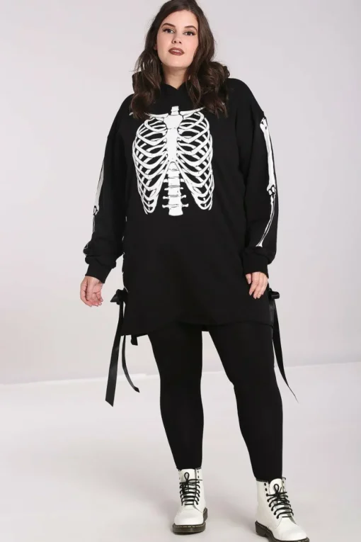 Flash Sale Skeleton Hoodie Dress Women Loungewear
