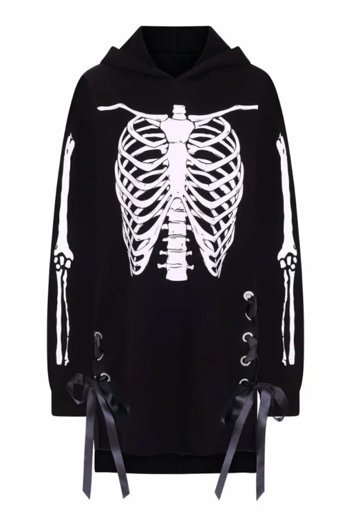 Flash Sale Skeleton Hoodie Dress Women Loungewear