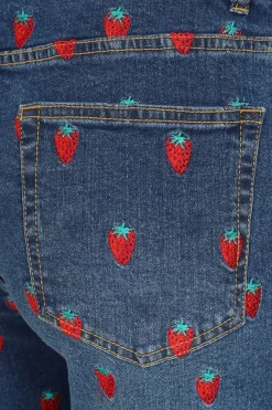 New Strawberry Denim Jeans Women Blouses
