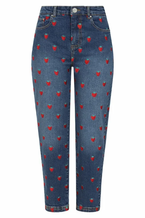 New Strawberry Denim Jeans Women Blouses