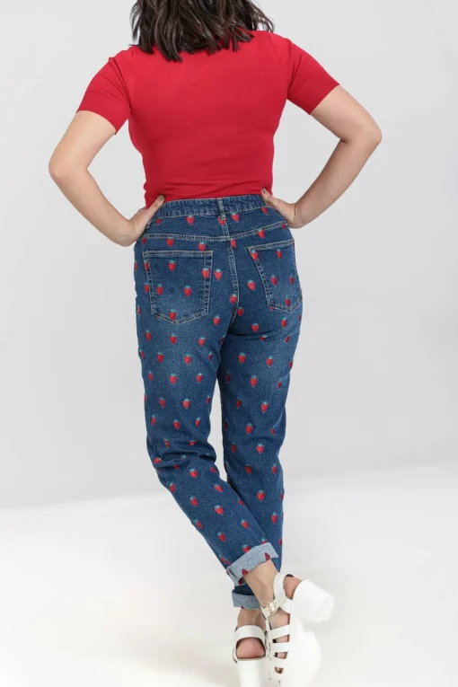 New Strawberry Denim Jeans Women Blouses