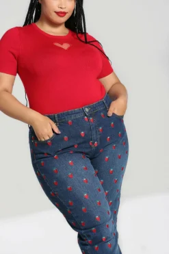 New Strawberry Denim Jeans Women Blouses