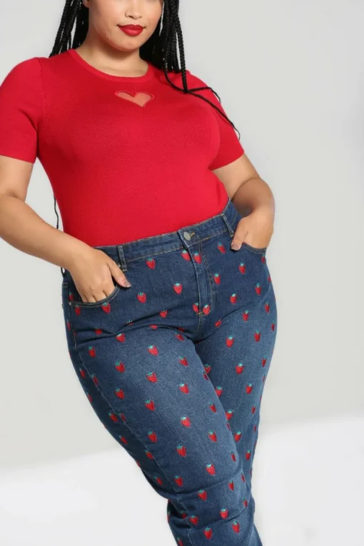 New Strawberry Denim Jeans Women Blouses