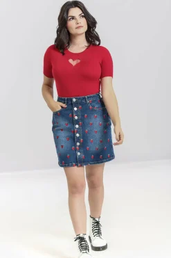 Fashion Strawberry Denim Mini Skirt Women Skirts