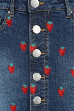 Fashion Strawberry Denim Mini Skirt Women Skirts