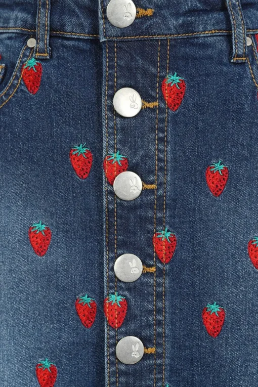Fashion Strawberry Denim Mini Skirt Women Skirts