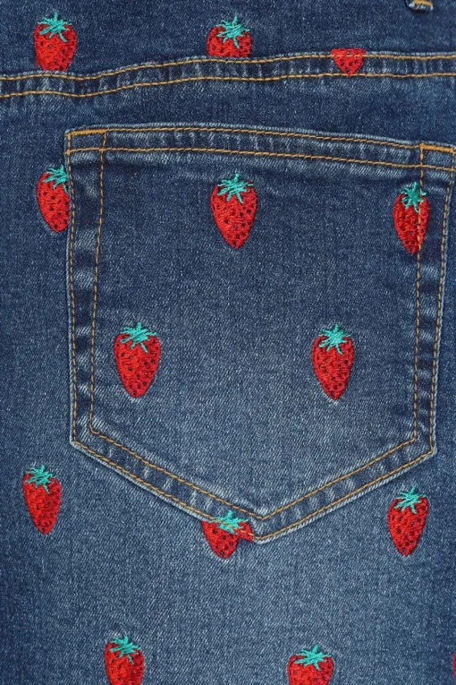 Fashion Strawberry Denim Mini Skirt Women Skirts
