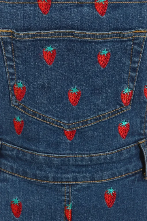 Outlet Strawberry Denim Pinafore Dress Women Dresses
