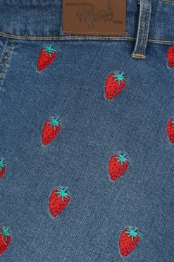Outlet Strawberry Denim Pinafore Dress Women Dresses