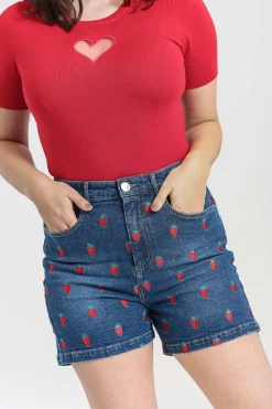 Discount Strawberry Denim Shorts Women Shorts
